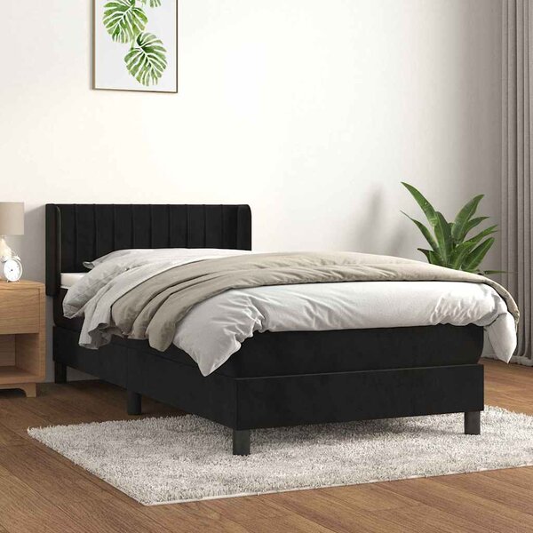 Box spring postel s matrací černá 80 x 200 cm samet 3131047