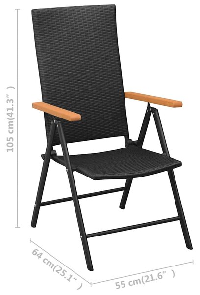 Skládací židle 4 ks, polyratan, černé 313106