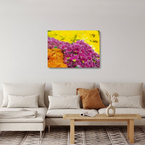 Skleněný obraz růžové květiny (70x50 cm)