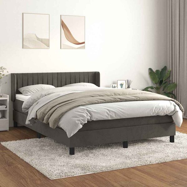Box spring postel s matrací tmavě šedá 140x200 cm samet 3131082