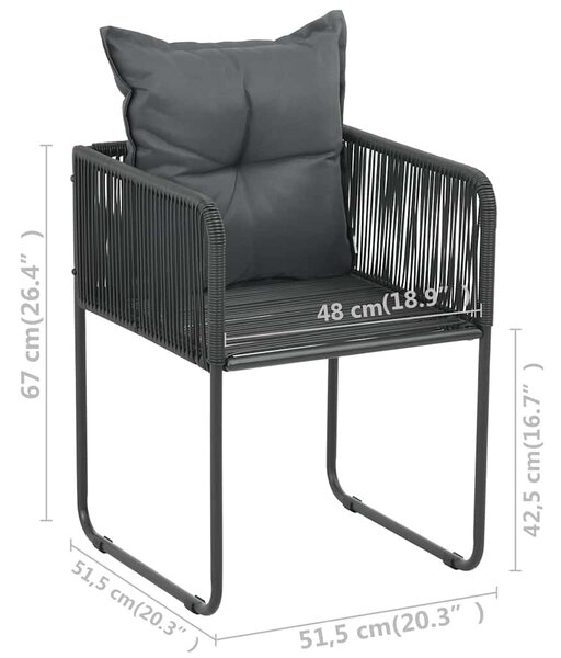 Zahradní křesla 4 ks s polštáři polyratan černá 313108