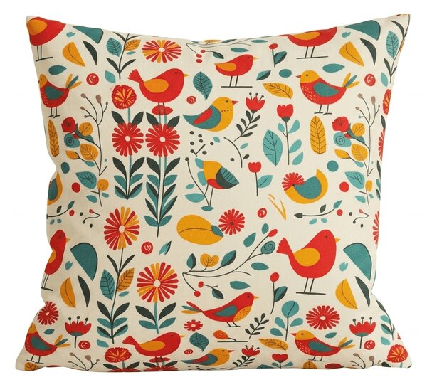 Povlak na polštář z mikrovlákna RETRO PTÁČEK 45x45 cm, barevný