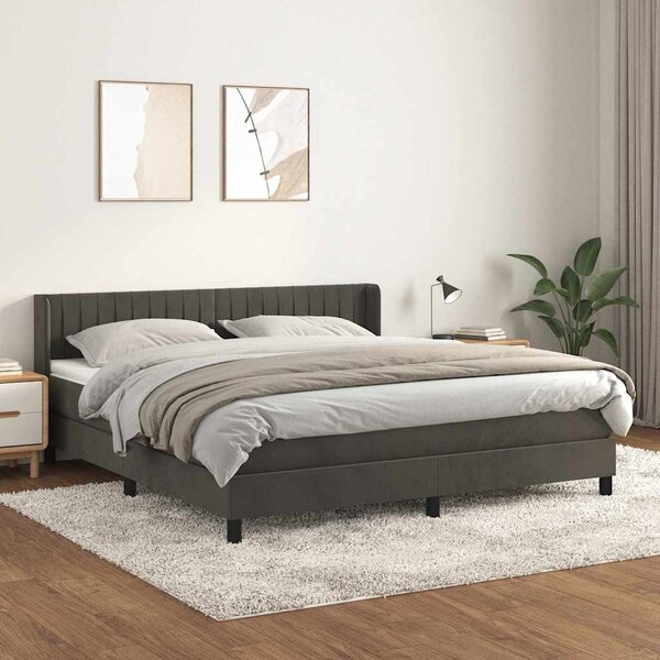 Box spring postel s matrací tmavě šedá 160x200 cm samet 3131088