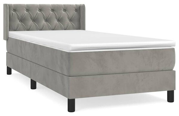 Box spring postel s matrací světle šedá 80 x 200 cm samet 3131105