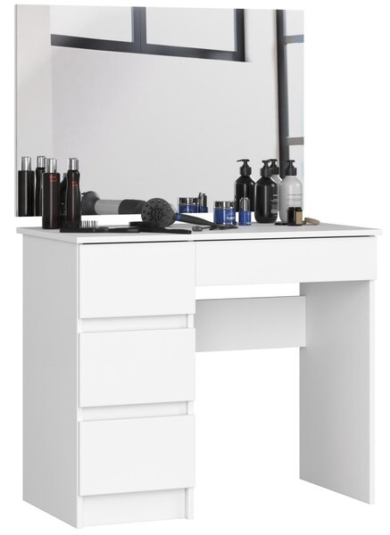 Ak furniture Kosmetický stolek se zrcadlem T-6 I 90x50 cm bílý levý