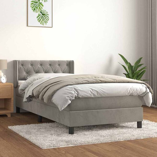 Box spring postel s matrací světle šedá 80 x 200 cm samet 3131105