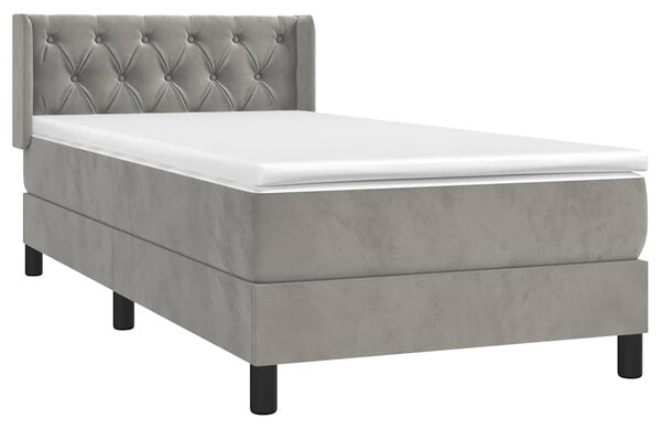 Box spring postel s matrací světle šedá 80 x 200 cm samet 3131105