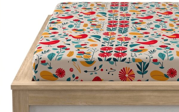 Prostěradlo z mikrovlákna RETRO PTÁČEK barevné 90x200 cm