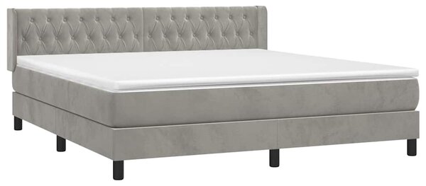 Box spring postel s matrací světle šedá 160x200 cm samet 3131147