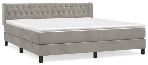 Box spring postel s matrací světle šedá 160x200 cm samet 3131147