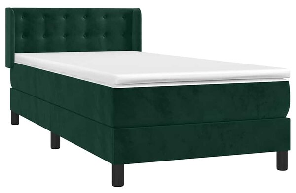 Box spring postel s matrací tmavě zelená 80 x 200 cm samet 3131168