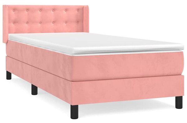 Box spring postel s matrací růžová 80 x 200 cm samet 3131170