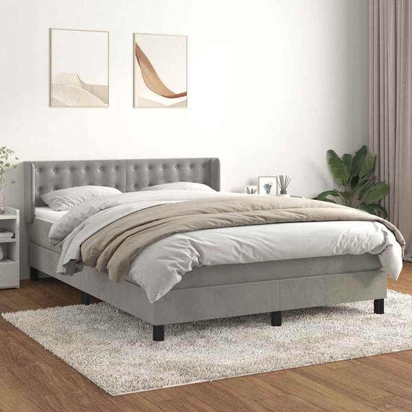 Box spring postel s matrací světle šedá 140x200 cm samet 3131201