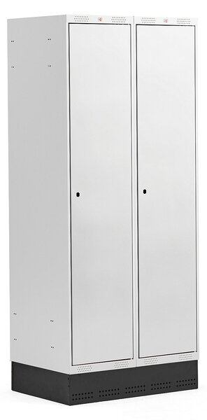 AJ Produkty Šatní skříňka CLASSIC, se soklem, 2 sekce, 1890x800x550 mm, šedé dveře