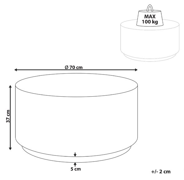 Konferenční stolek ASIERIO 70 cm 70 cm Travertinový efekt