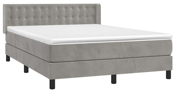 Box spring postel s matrací světle šedá 140x200 cm samet 3131201