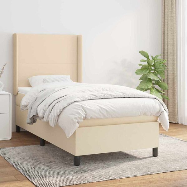 Box spring postel s matrací krémová 90x190 cm textil 3131238
