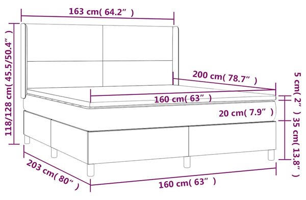 Box spring postel s matrací světle šedá 160x200 cm samet 3132567