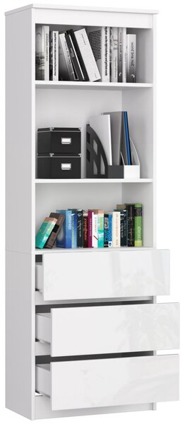 Ak furniture Knihovna Star 60 cm bílý mat/bílý lesk