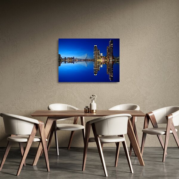 Skleněný obraz - noční Rotterdam (70x50 cm)