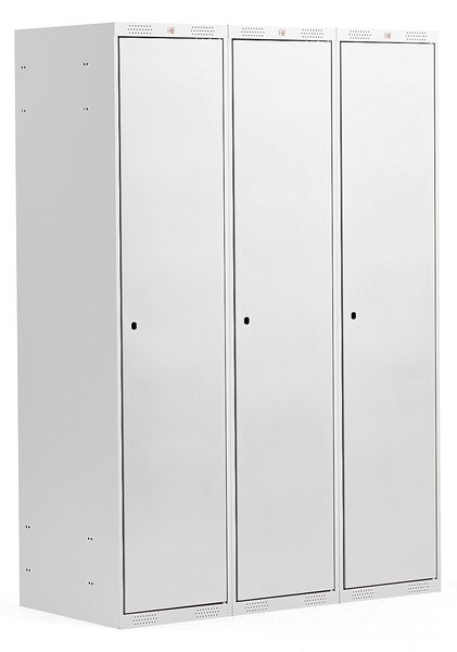 AJ Produkty Šatní skříňka CLASSIC, 3 sekce, 1740x1200x550 mm, šedá, šedé dveře