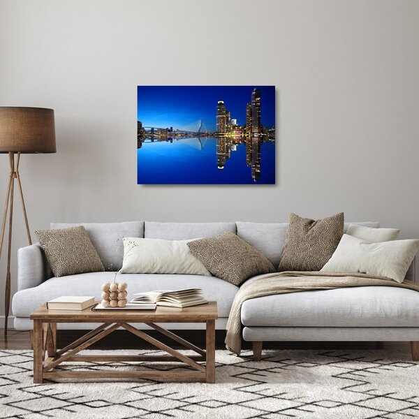 Skleněný obraz - noční Rotterdam (70x50 cm)