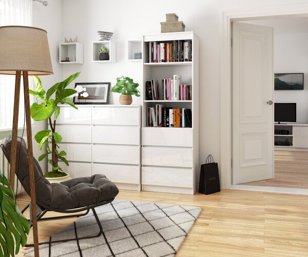Ak furniture Knihovna Star 60 cm bílý mat/bílý lesk