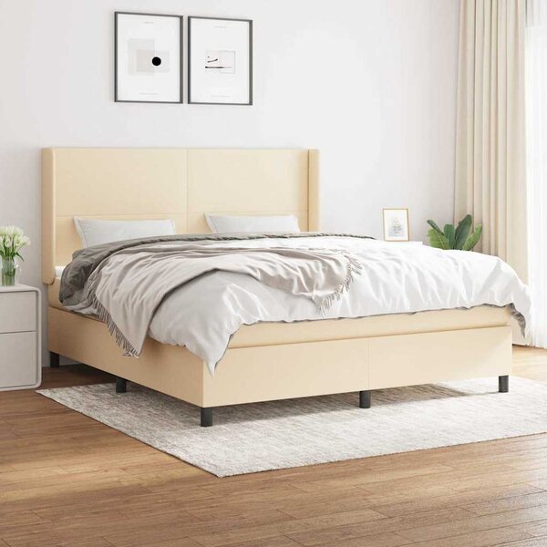 Box spring postel s matrací krémová 180x200 cm textil 3131294