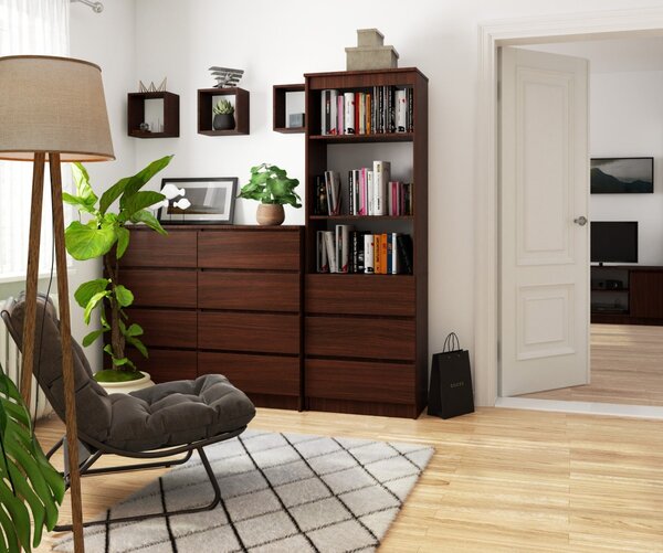 Ak furniture Knihovna Ronald 60 cm 3 šuplíky a 3 police wenge