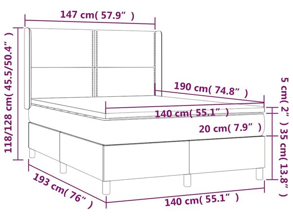 Box spring postel s matrací modrá 140x190 cm textil 3131351