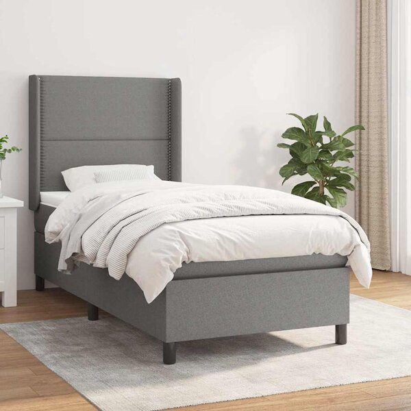 Box spring postel s matrací tmavě šedá 90x190 cm textil 3131314