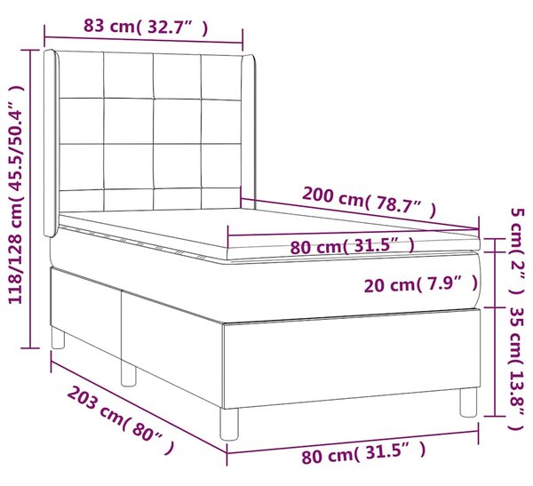 Box spring postel s matrací krémová 80 x 200 cm textil 3131390