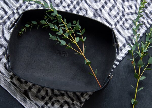 Miiko Design Odkládací miska z pravé kůže Rove, černá