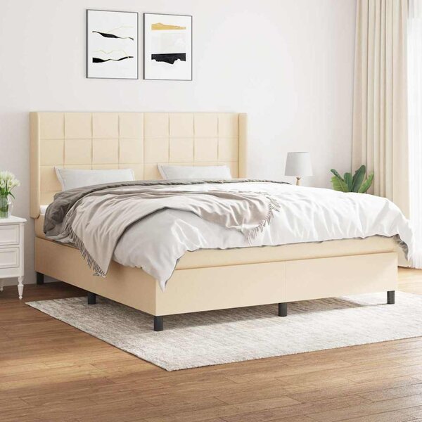 Box spring postel s matrací krémová 160x200 cm textil 3131446