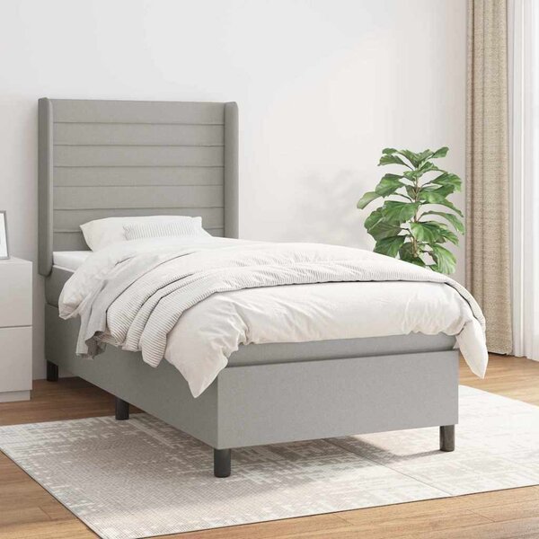 Box spring postel s matrací světle šedá 80 x 200 cm textil 3131465