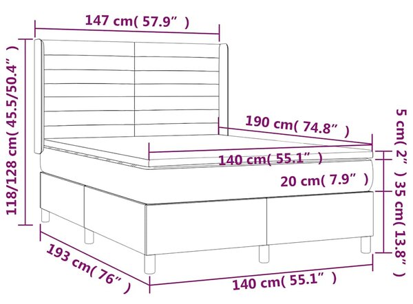 Box spring postel s matrací krémová 140x190 cm textil 3131510