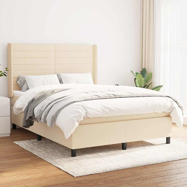 Box spring postel s matrací krémová 140x190 cm textil 3131510