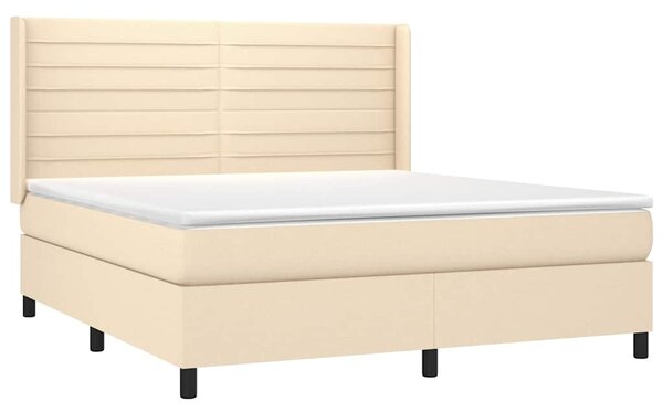 Box spring postel s matrací krémová 160x200 cm textil 3131526
