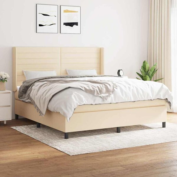 Box spring postel s matrací krémová 160x200 cm textil 3131526