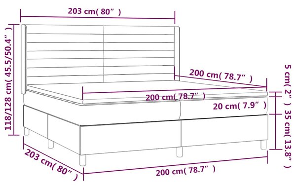 Box spring postel s matrací světle šedá 200 x 200 cm textil 3132097