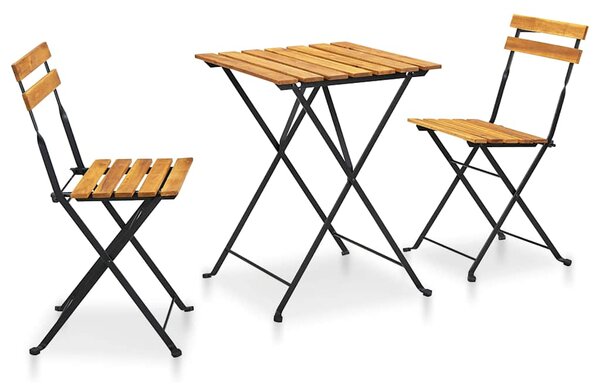 3dílný skládací bistro set masivní akáciové dřevo 313157