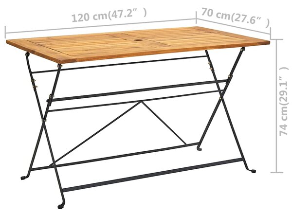 Skládací zahradní stůl 120 x 70 x 74 cm masivní akáciové dřevo 313159