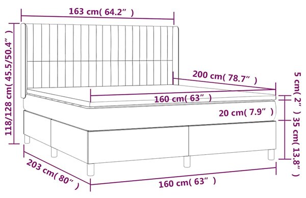 Box spring postel s matrací tmavě hnědá 160x200 cm textil 3131604