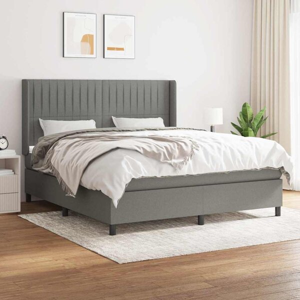 Box spring postel s matrací tmavě šedá 160x200 cm textil 3131602