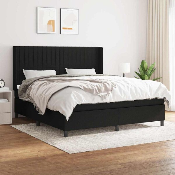 Box spring postel s matrací černá 180x200 cm textil 3131611
