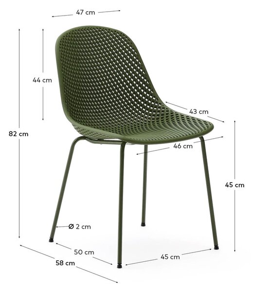 Tmavě zelená kovová zahradní židle Quinby – Kave Home