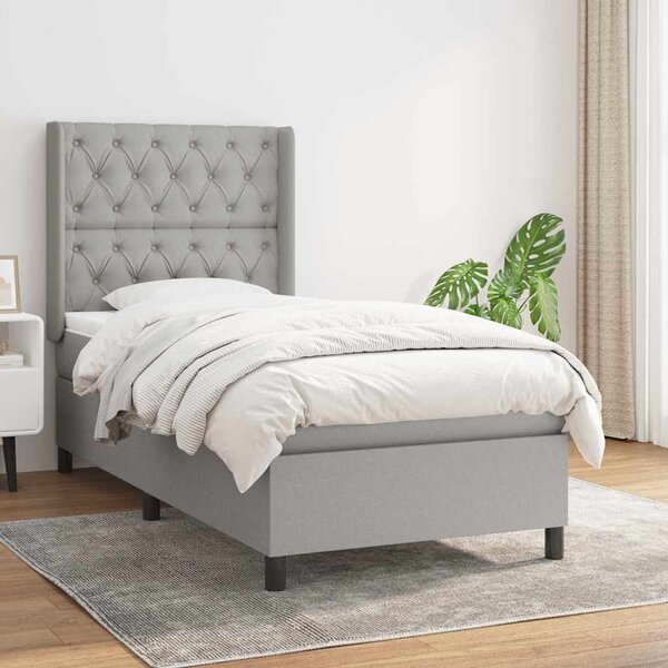 Box spring postel s matrací světle šedá 80 x 200 cm textil 3131625