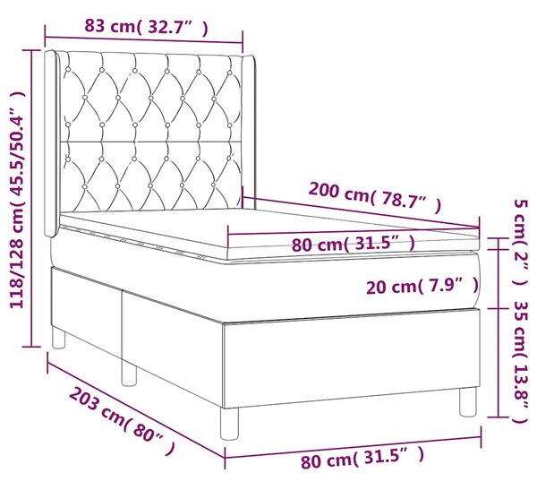 Box spring postel s matrací krémová 80 x 200 cm textil 3131630