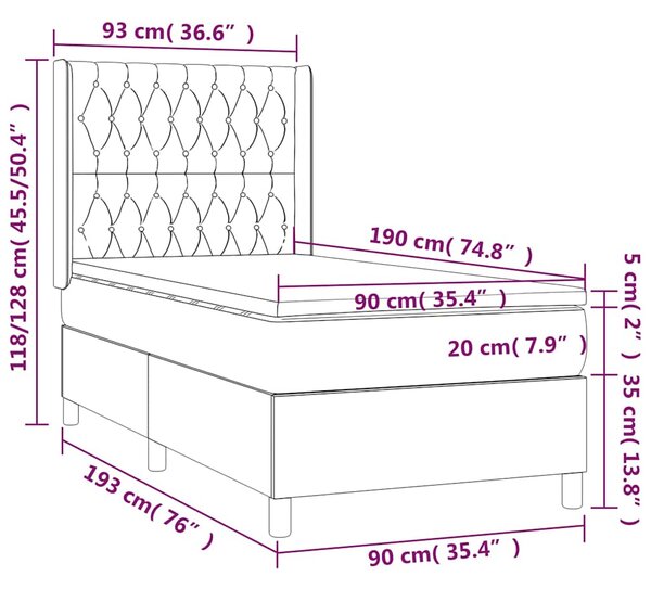 Box spring postel s matrací černá 90x190 cm textil 3132195