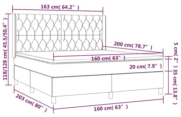 Box spring postel s matrací světle šedá 160 x 200 cm textil 3132241